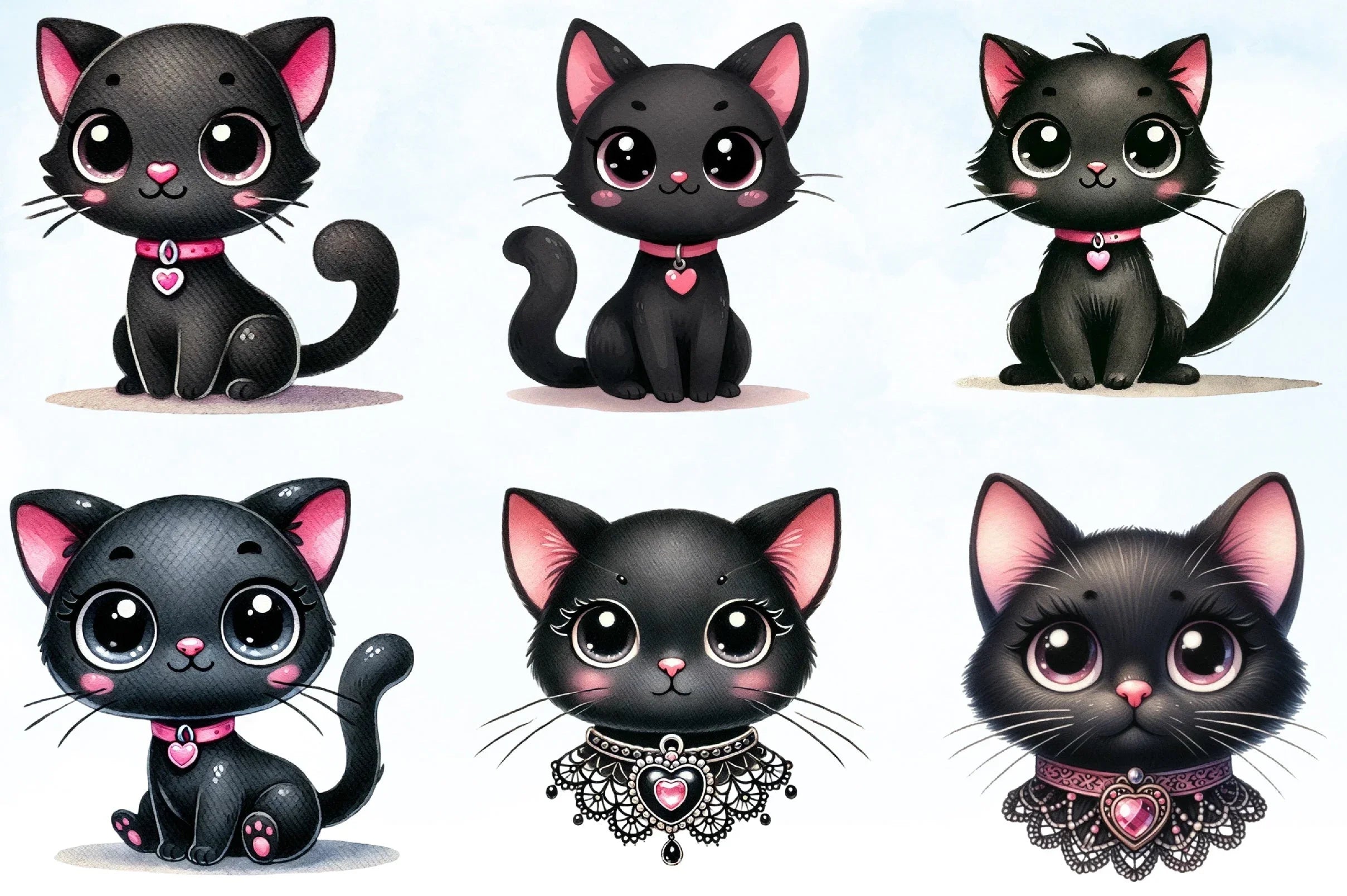 Valentine Black Cat Clipart Bundle - CraftNest - Digital Crafting and Art