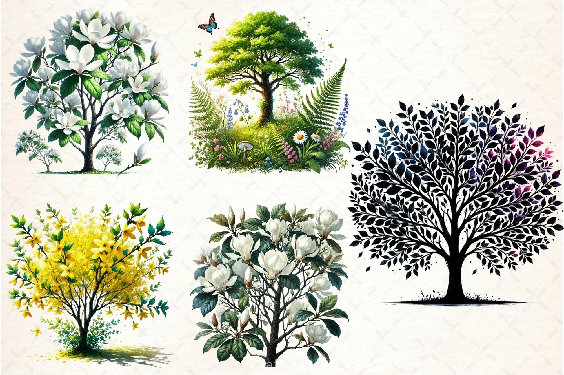 Pastel Spring Trees Clipart Bundle 2 - CraftNest - Digital Crafting and Art
