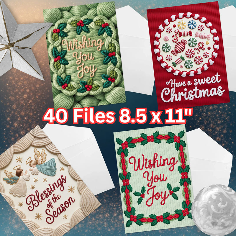 Christmas Cards Faux Yarn Clipart Bundle - CraftNest - Digital Crafting and Art