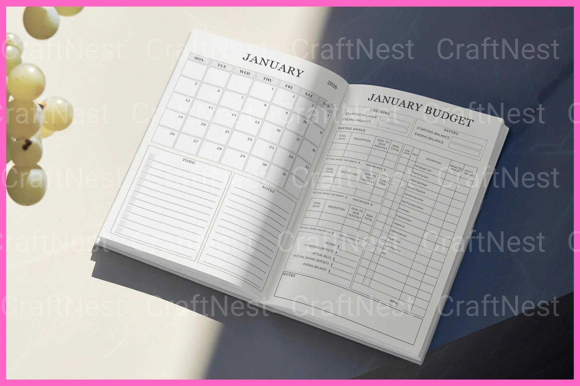 Monthly Budget Planner - CraftNest - Digital Crafting and Art