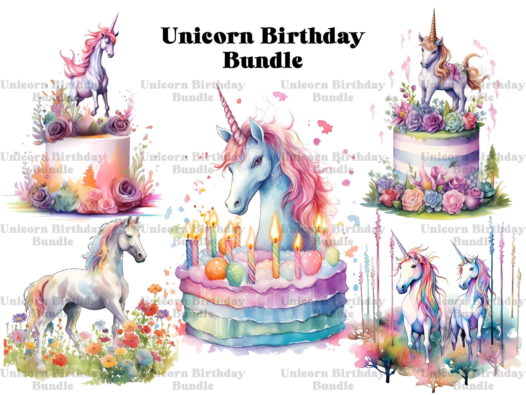 Unicorn Birthday Clipart - CraftNest