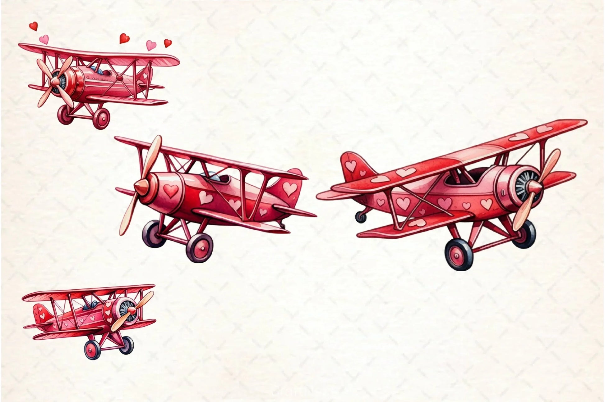 Pink Vintage Airplane Valentine Clipart Bundle - CraftNest - Digital Crafting and Art