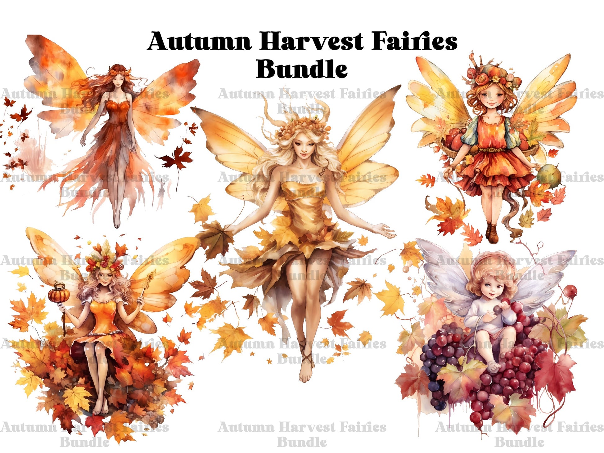 Autumn Harvest Fairies Clipart - CraftNest