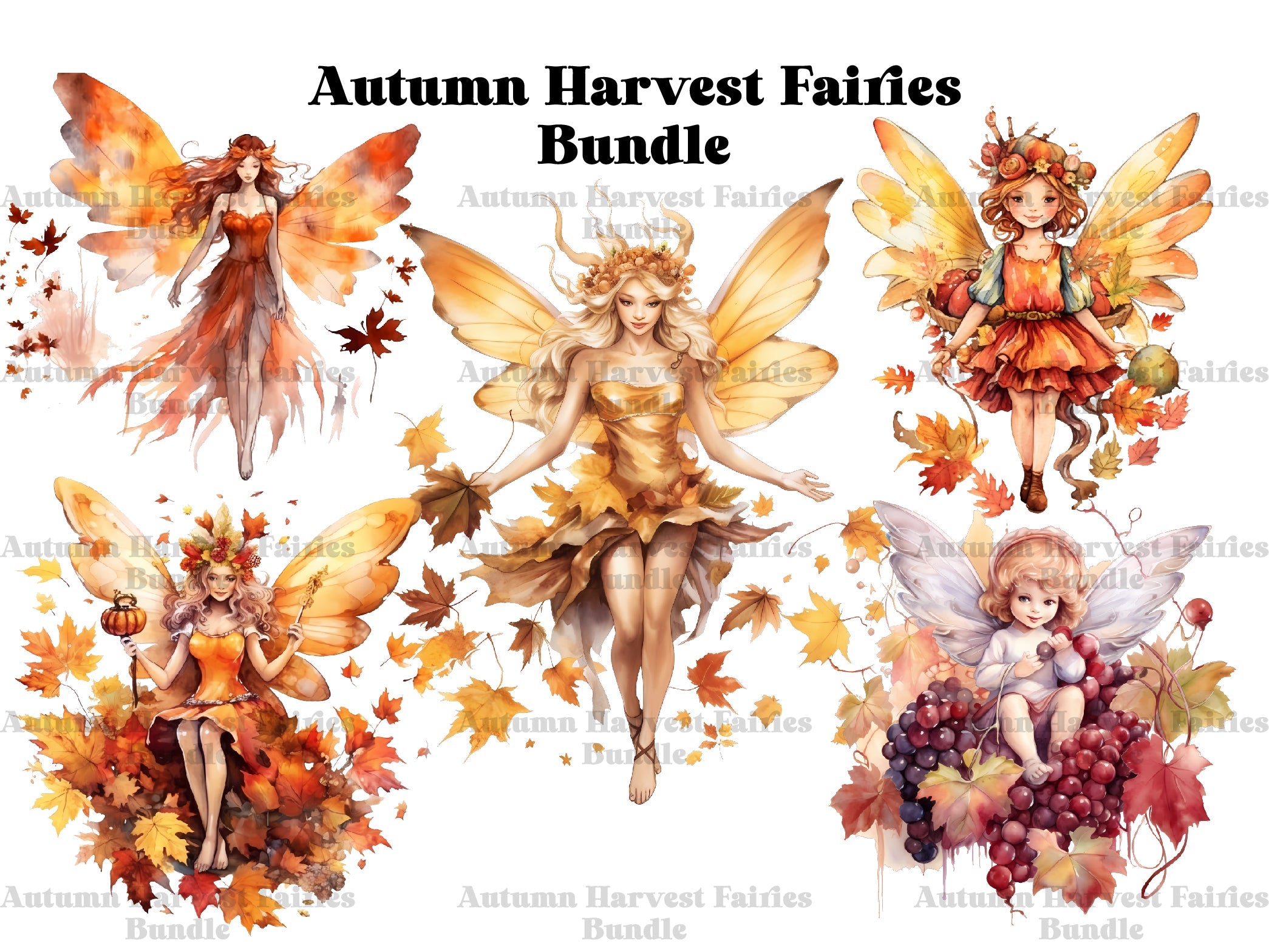 Autumn Harvest Fairies Clipart - CraftNest