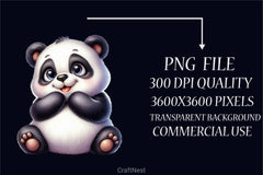 Cute Baby Panda Clipart Bundle - CraftNest - Digital Crafting and Art