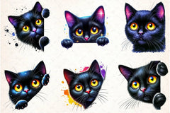 Black Cat Peeking Clipart Bundle - CraftNest - Digital Crafting and Art
