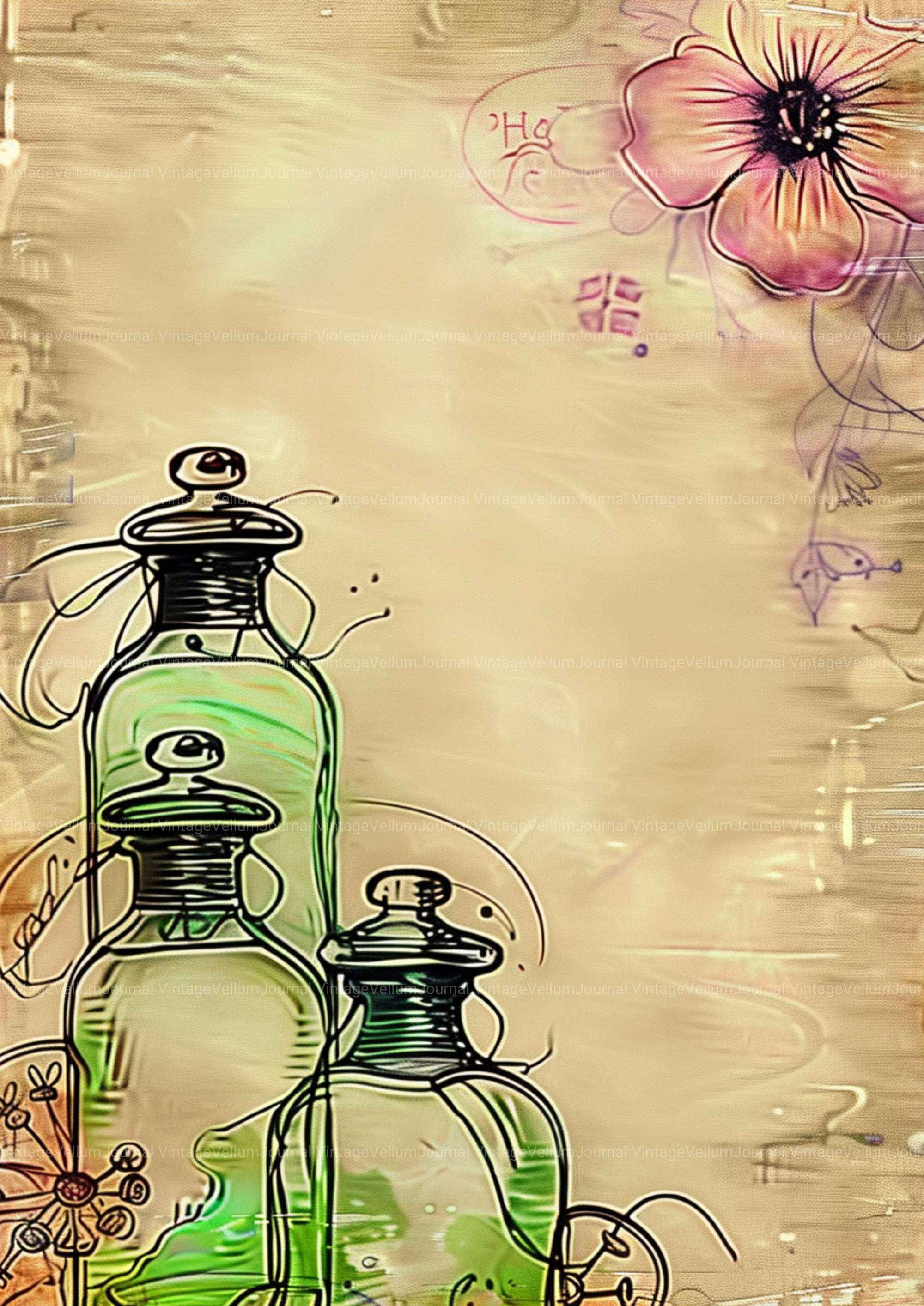 Green Pink Junk Journal Pages - CraftNest - Digital Crafting and Art
