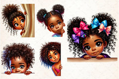 Peeking African American Girl Clipart Bundle - CraftNest - Digital Crafting and Art