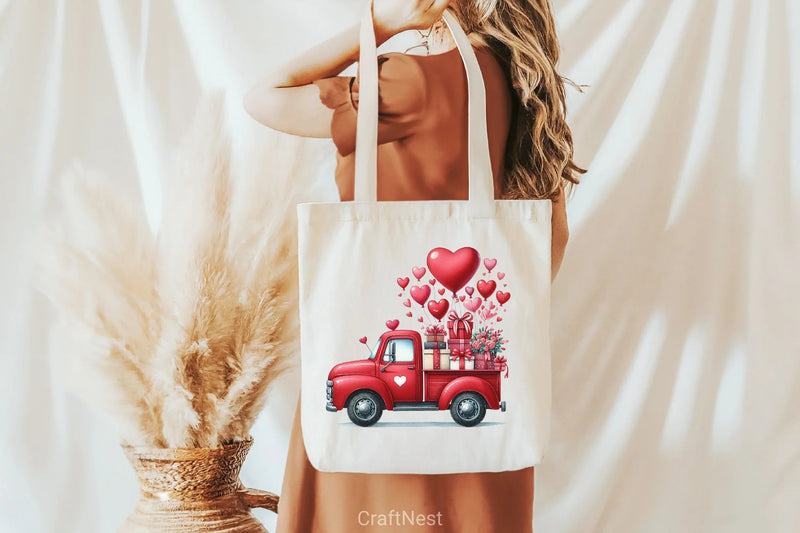 Valentine Red Trucks Clipart Bundle - CraftNest - Digital Crafting and Art