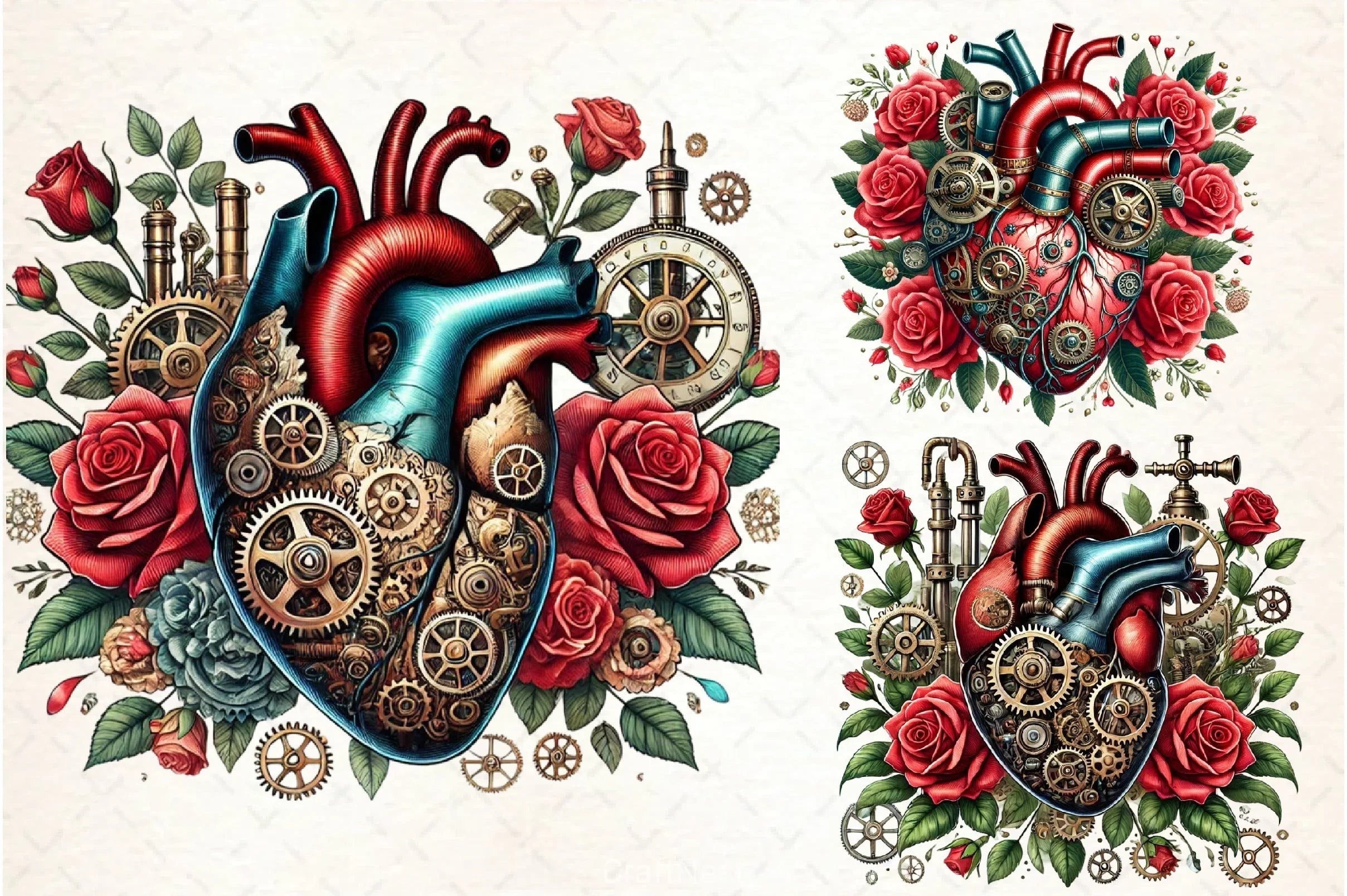 Steampunk Heart Clipart Bundle - CraftNest - Digital Crafting and Art
