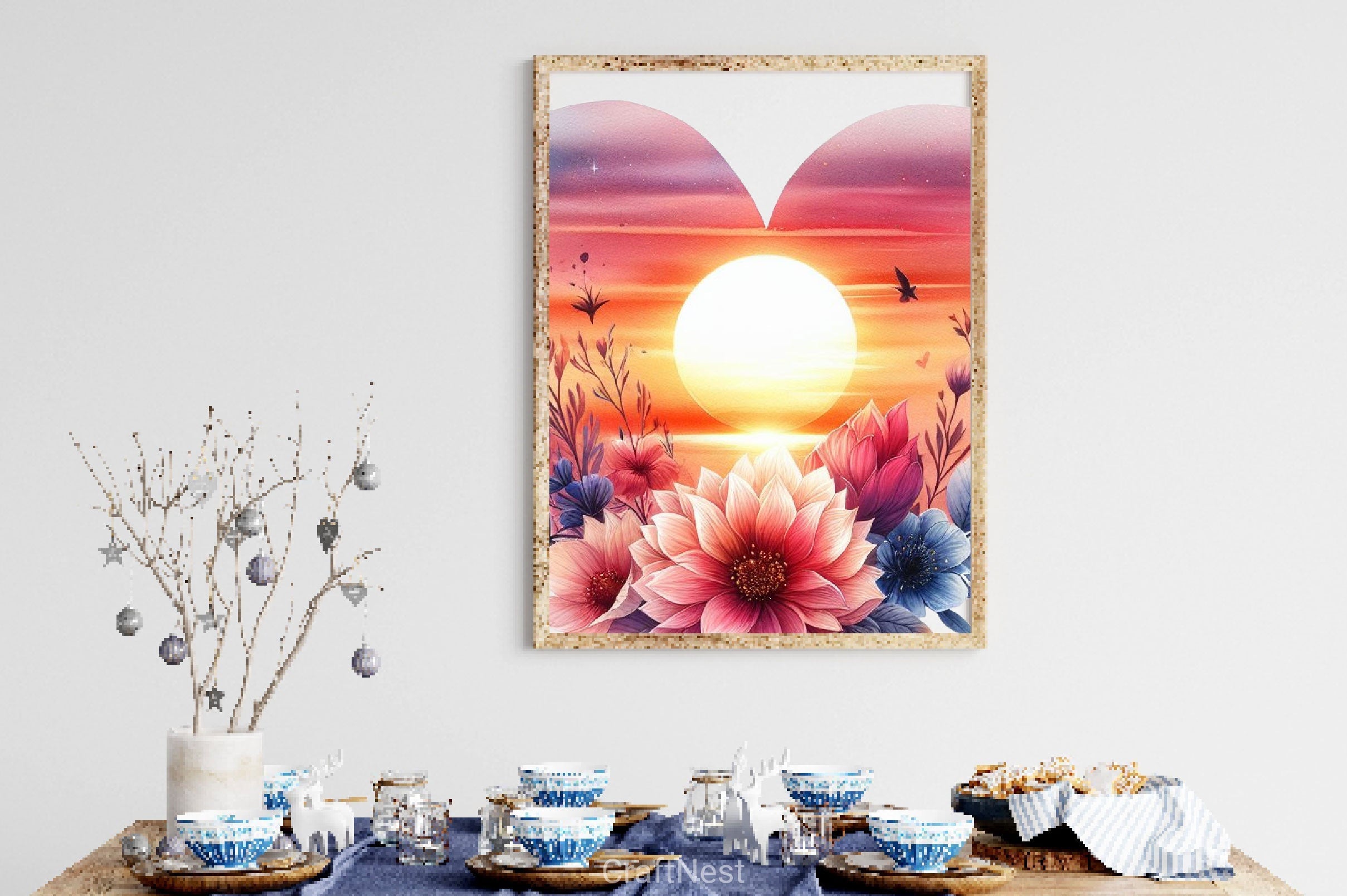 Heart Beach Sunset Clipart Bundle