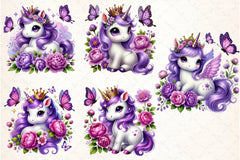Purple Princess Unicorn Clipart Bundle - CraftNest - Digital Crafting and Art