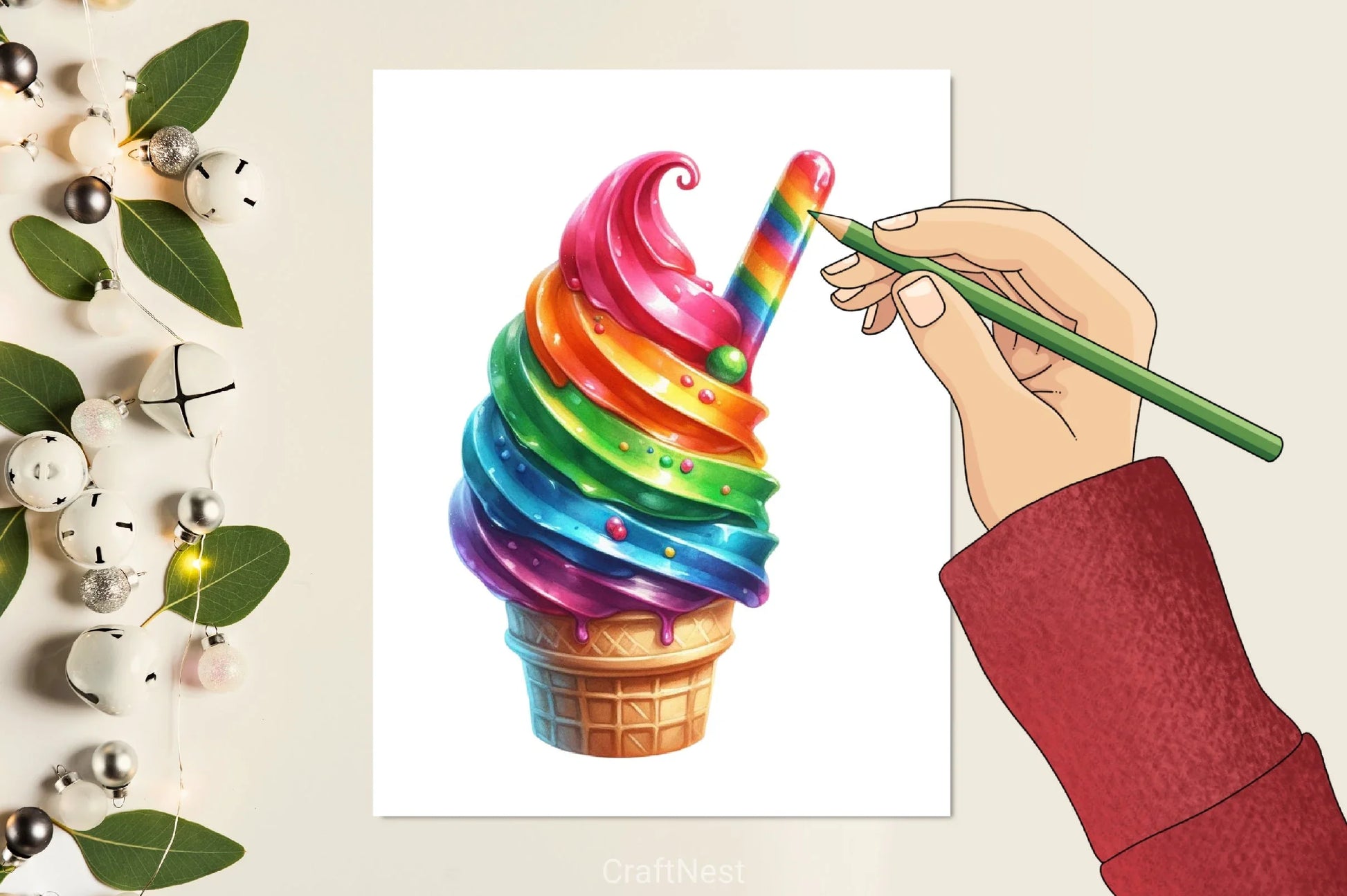 Rainbow Ice Cream Clipart Bundle - CraftNest - Digital Crafting and Art