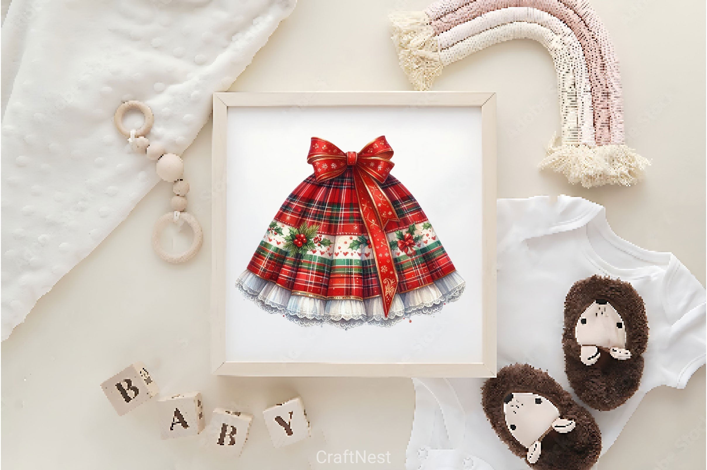 Christmas Plaid Skirt Clipart Bundle 3