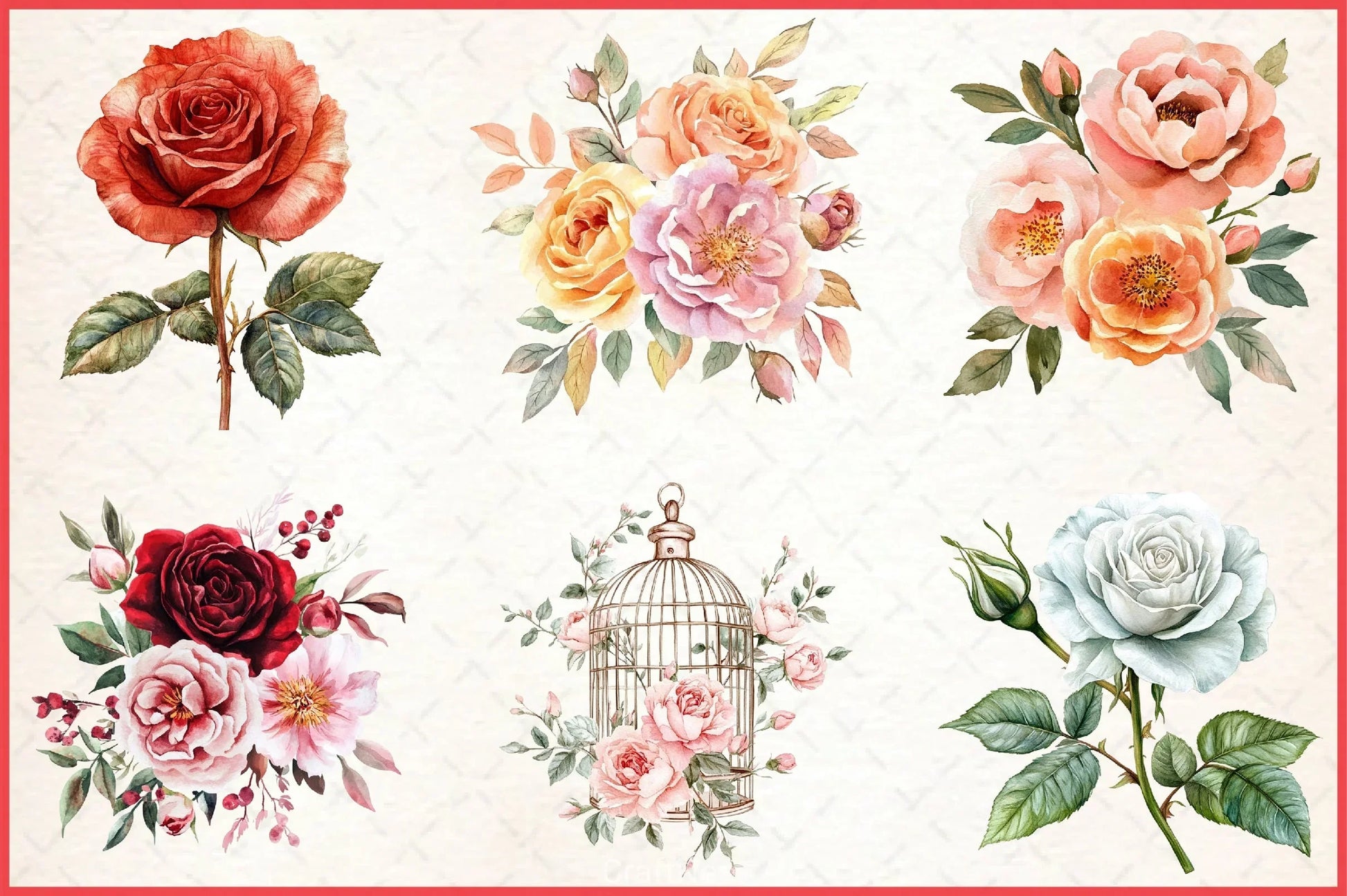 Roses Peonies Clipart Bundle - CraftNest - Digital Crafting and Art