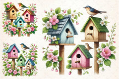 Spring Birdhouse Clipart Bundle - CraftNest - Digital Crafting and Art