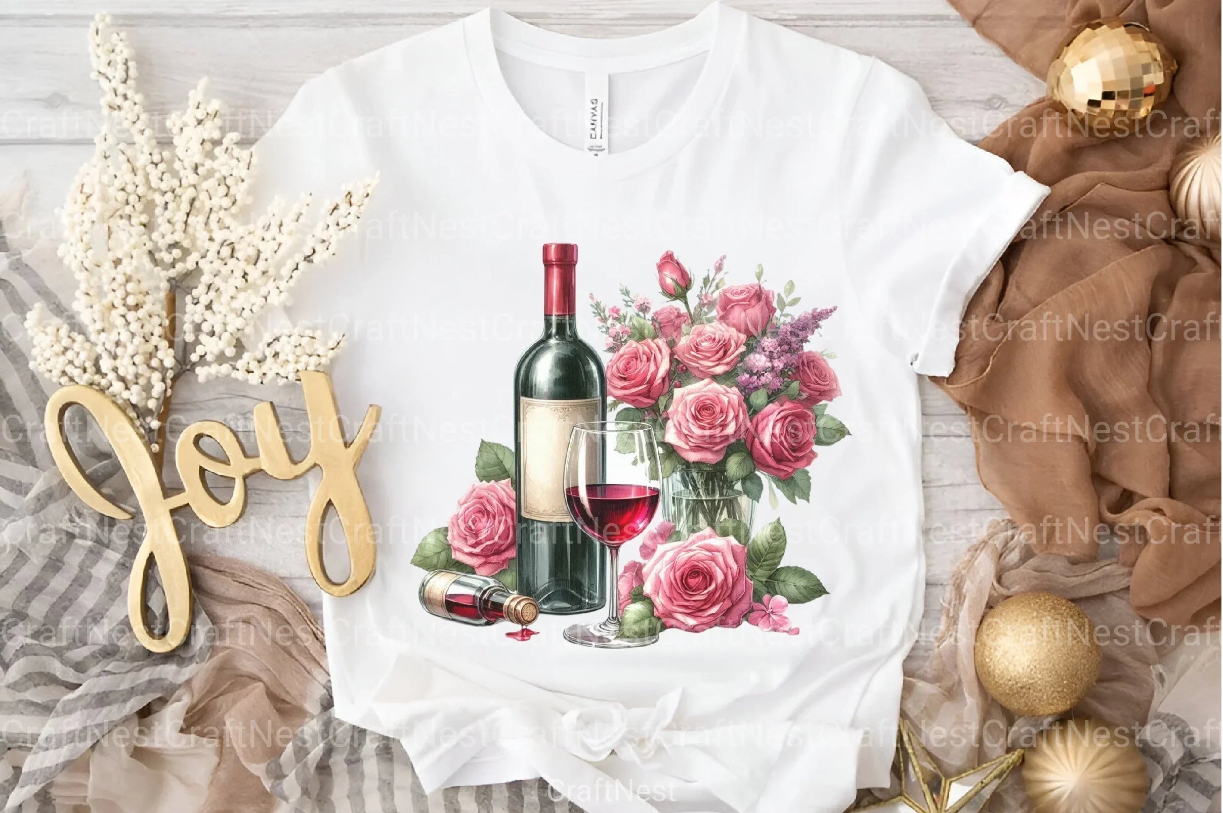 Roses and Wine Clipart Bundle - CraftNest - Digital Crafting and Art