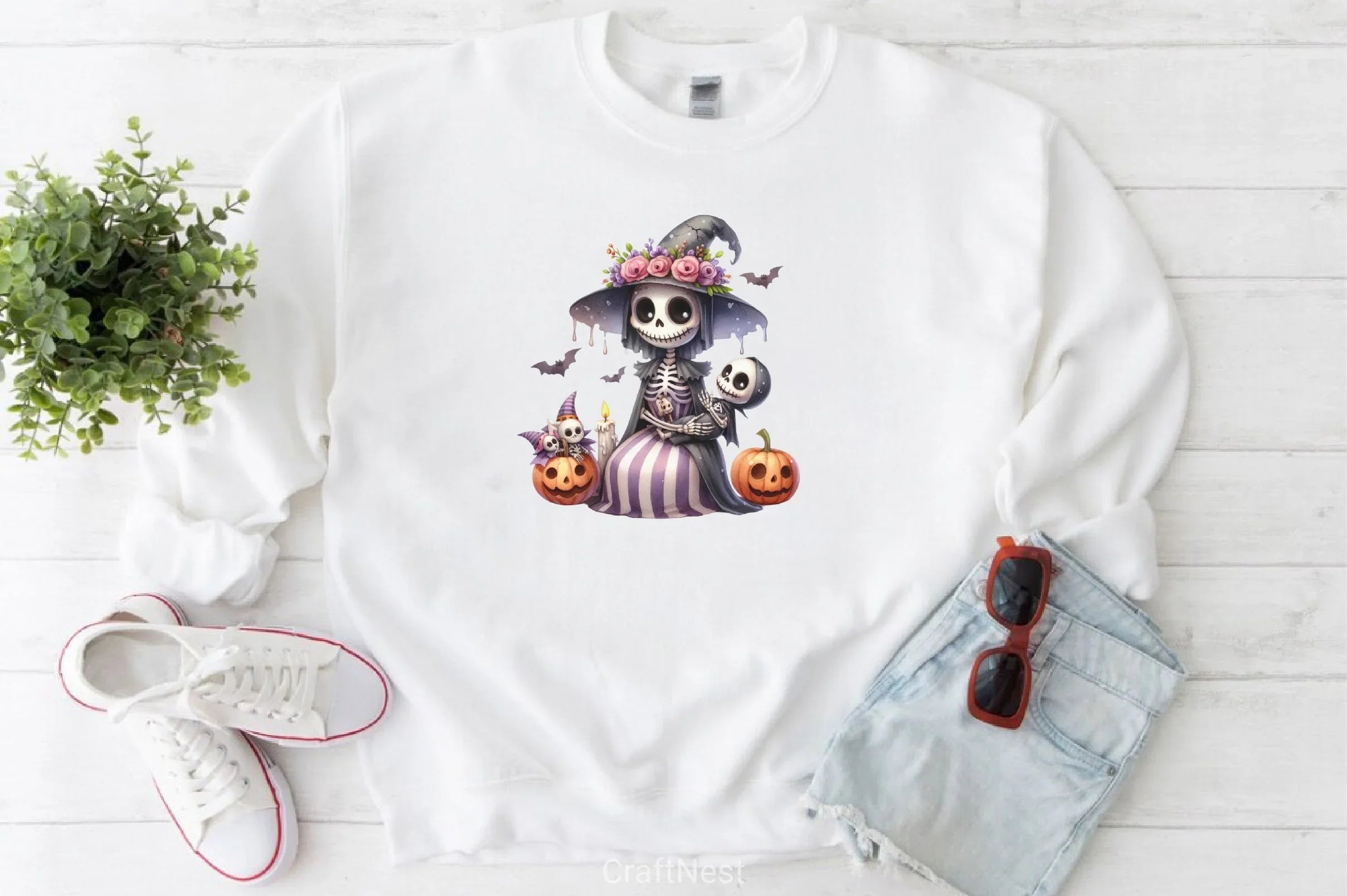 Cute Skeleton Mom & Baby Clipart Bundle - CraftNest - Digital Crafting and Art