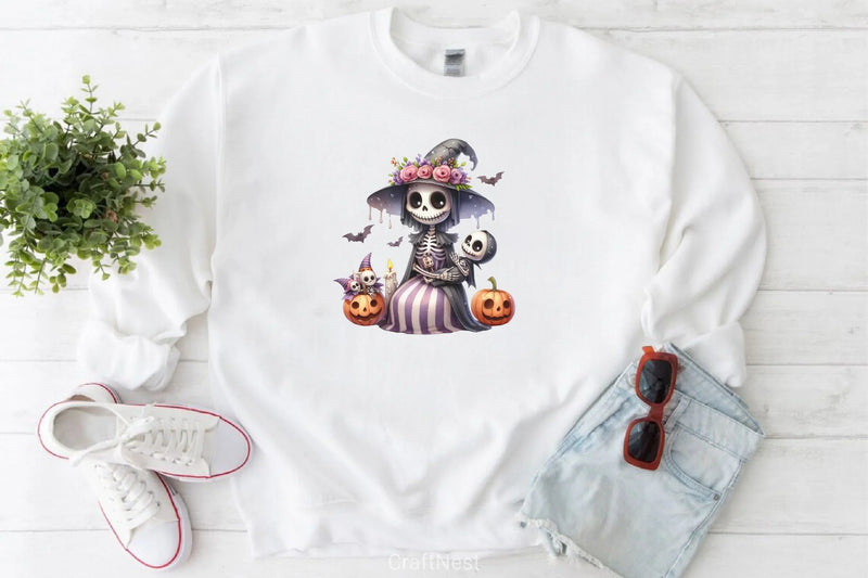 Cute Skeleton Mom & Baby Clipart Bundle - CraftNest - Digital Crafting and Art