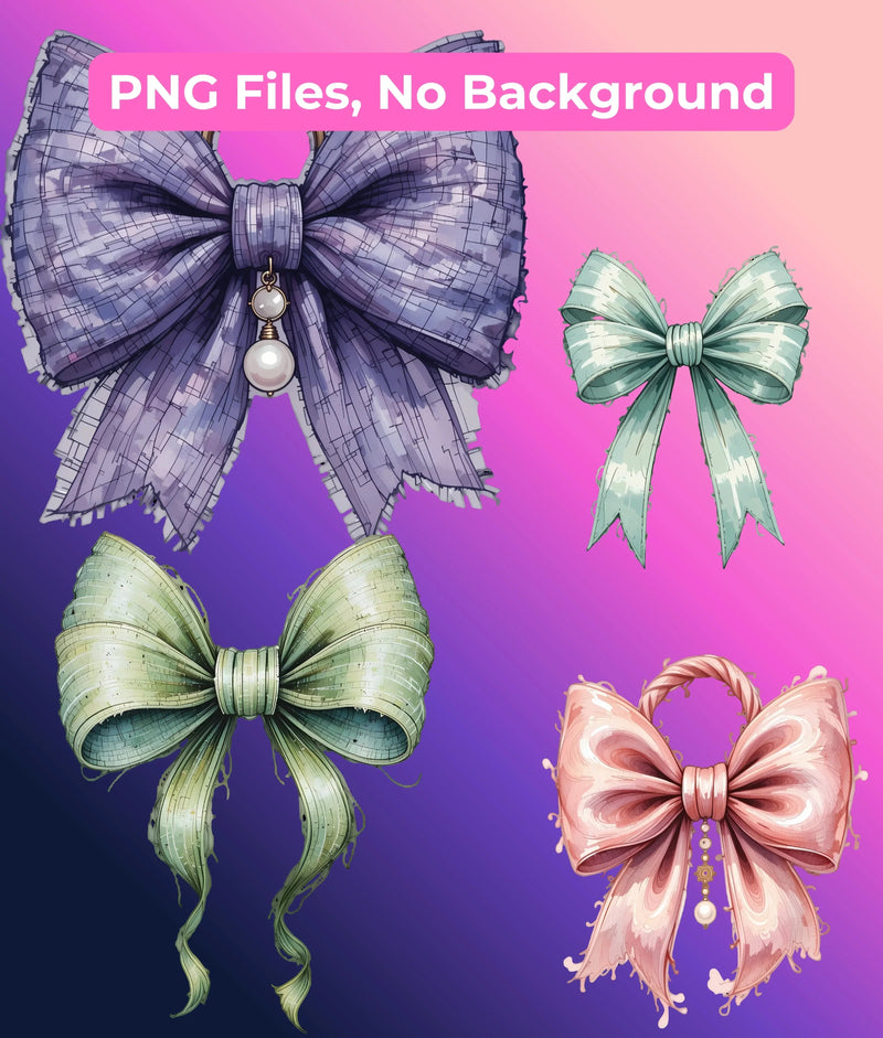 Messy Coquette Holiday Bows Clipart Bundle - CraftNest - Digital Crafting and Art