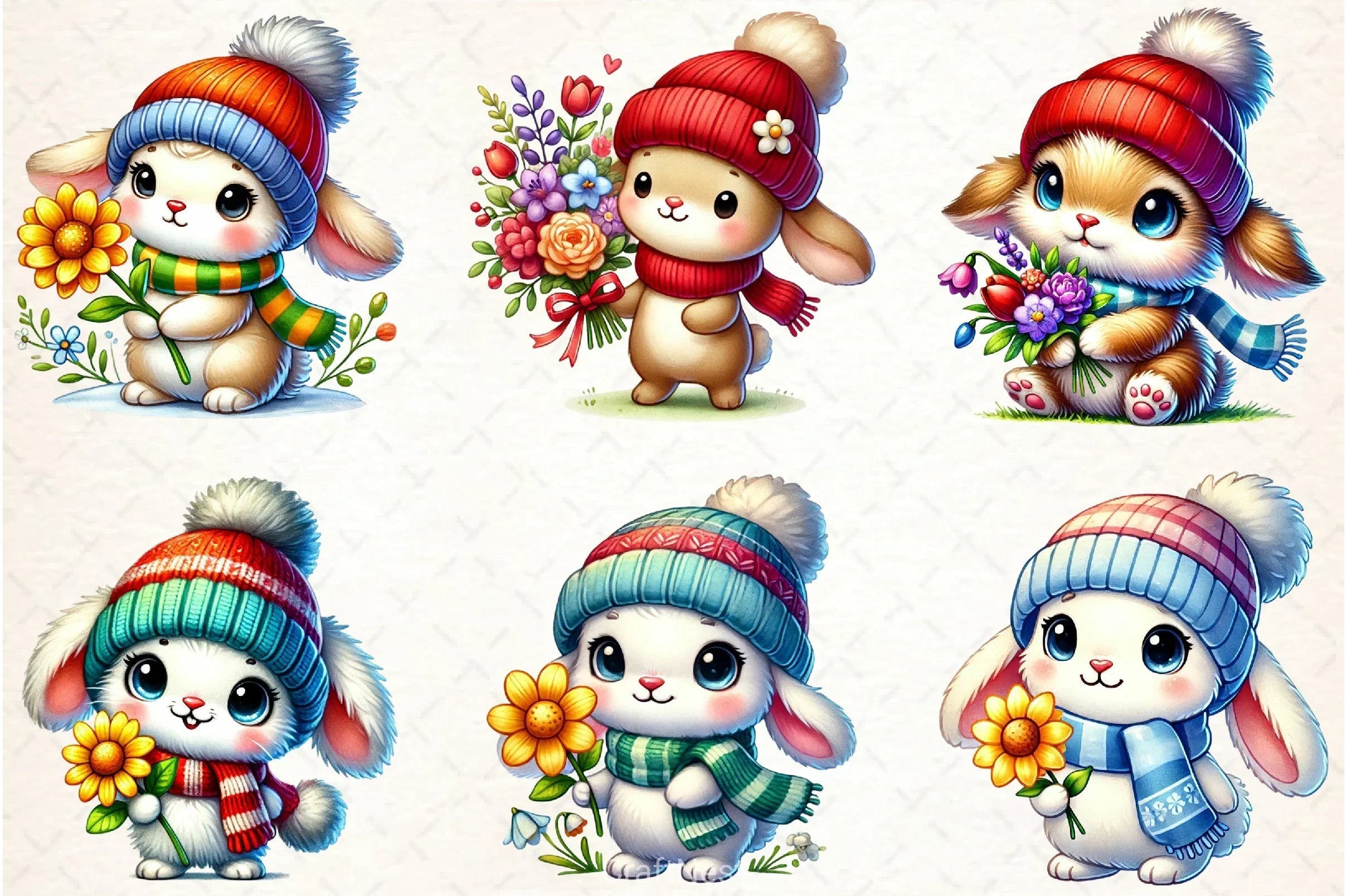 Spring Bunny Clipart Bundle - CraftNest - Digital Crafting and Art