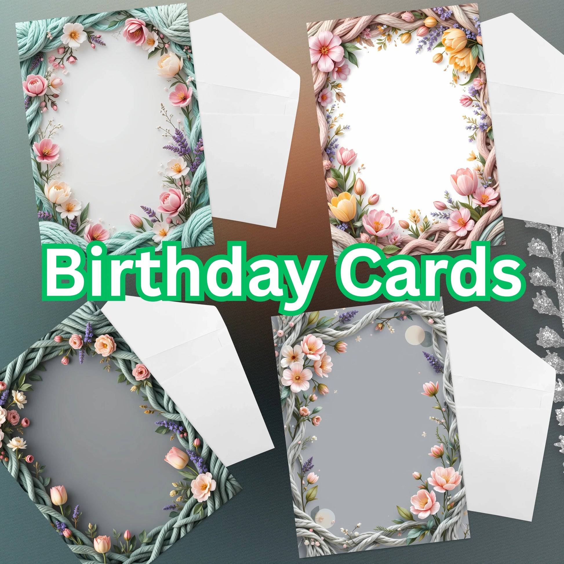 Spring Boho Faux Yarn Floral Borders Clipart Bundle - CraftNest - Digital Crafting and Art