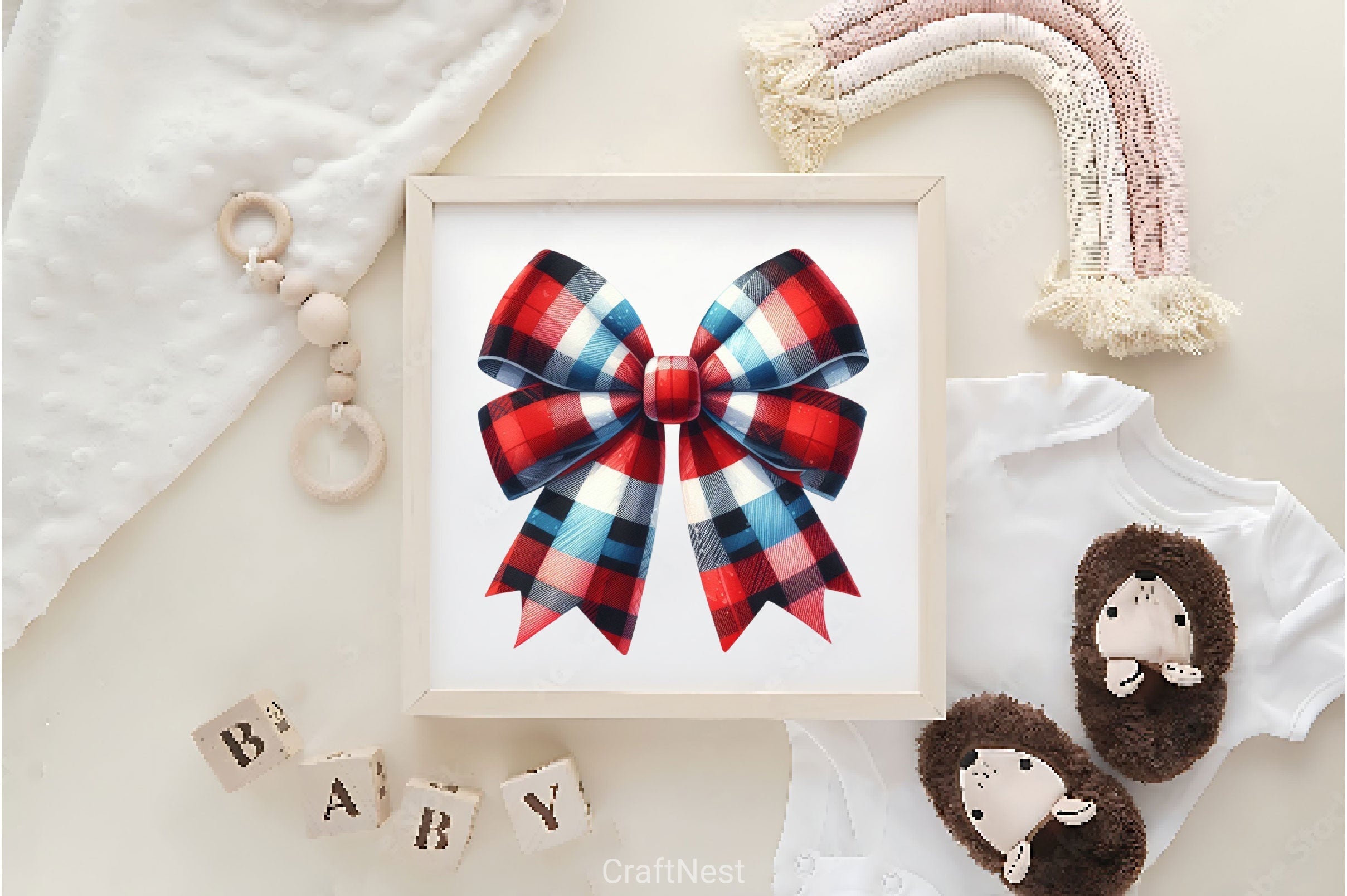 Christmas Plaid Bows Clipart Bundle