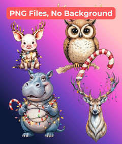 Christmas Zoo Clipart Bundle - CraftNest - Digital Crafting and Art
