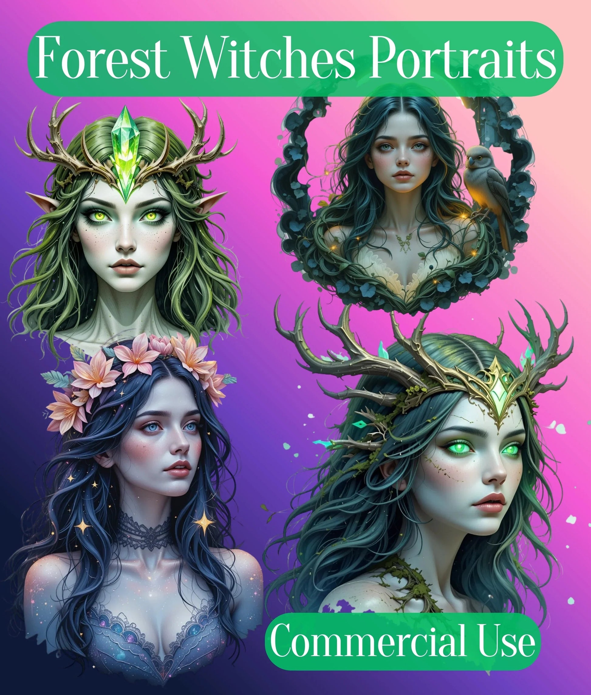 Ethereal Forest Witch Clipart Bundle - CraftNest - Digital Crafting and Art