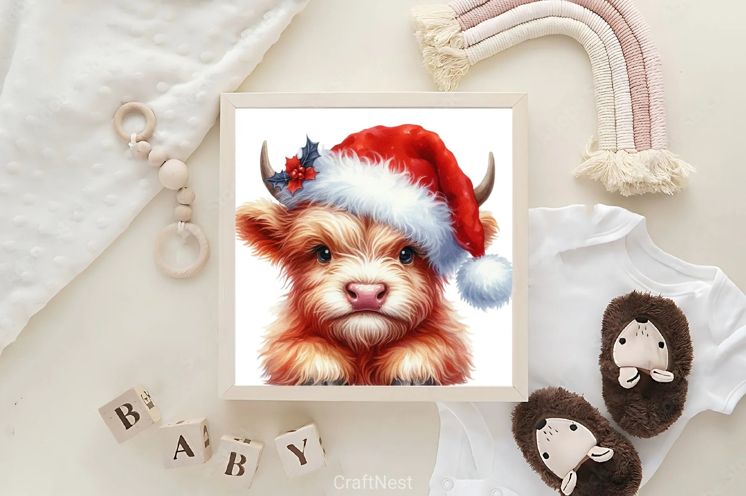 Baby Highland Cow Christmas Clipart Bundle - CraftNest - Digital Crafting and Art