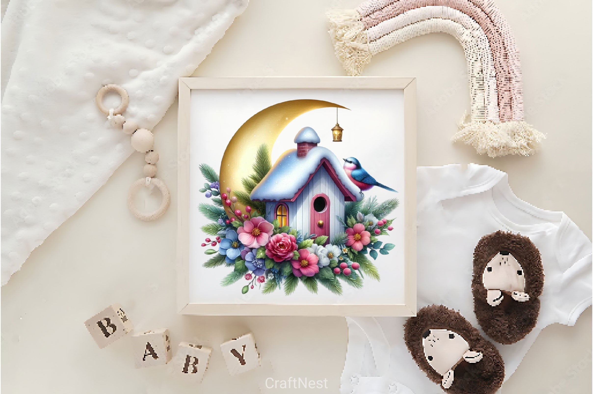 Christmas Bird House Clipart Bundle 4