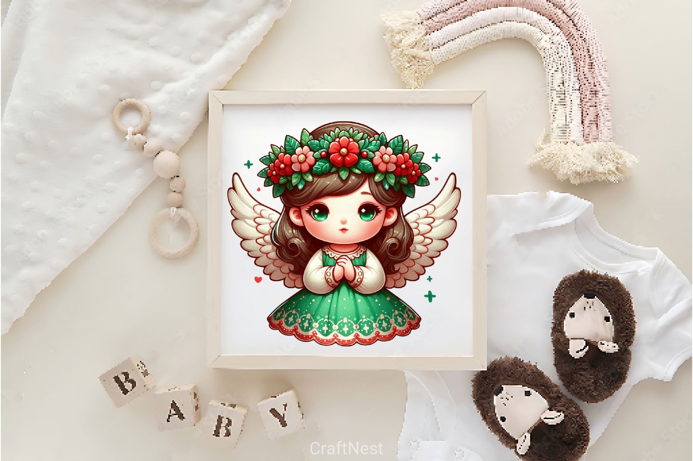 Cute Christmas Angels Clipart Bundle