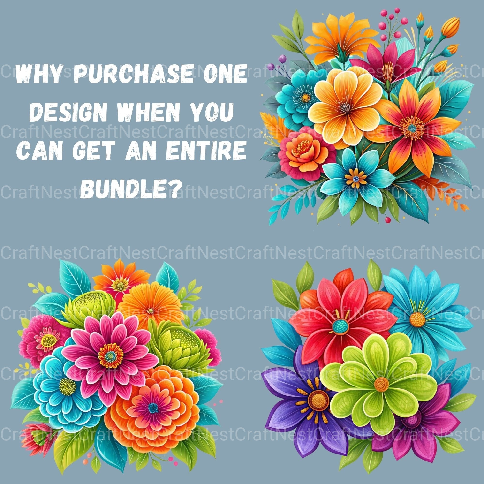 Mexican Flowers Clipart Bundle