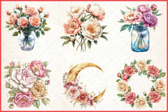 Roses Peonies Clipart Bundle - CraftNest - Digital Crafting and Art