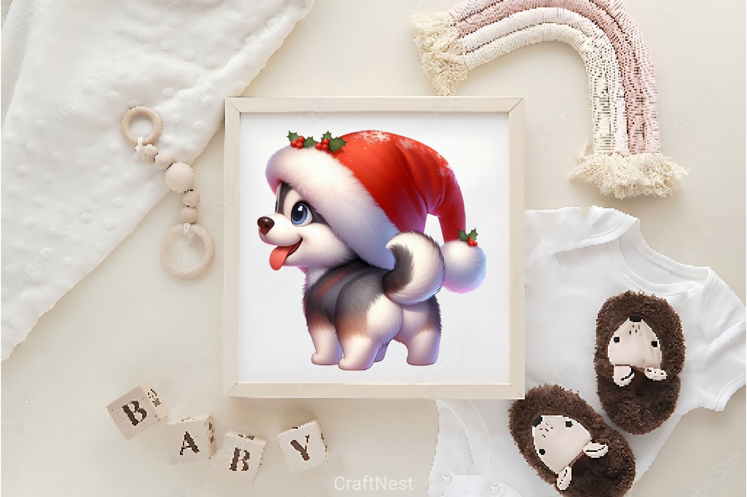 Funny Christmas Dog From Behind Clipart Bundle 2