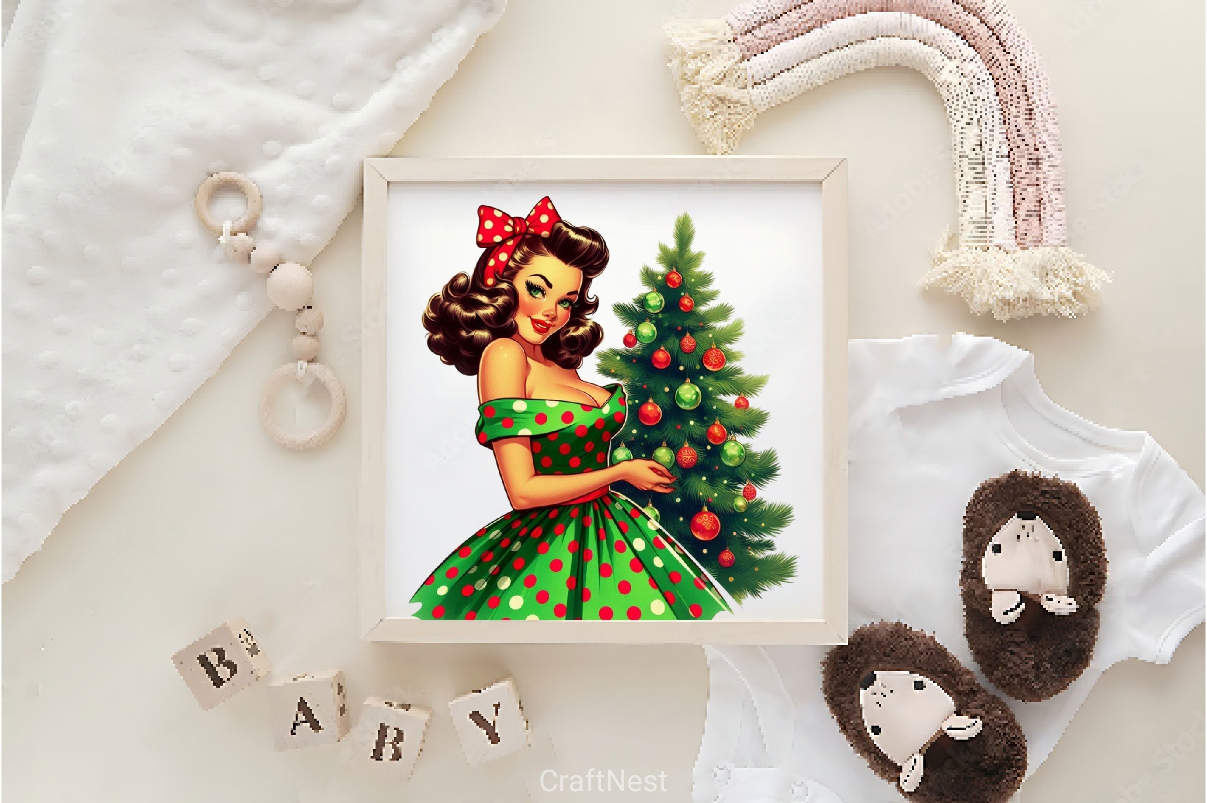 Vintage Christmas Pinup Girl Clipart Bundle 2