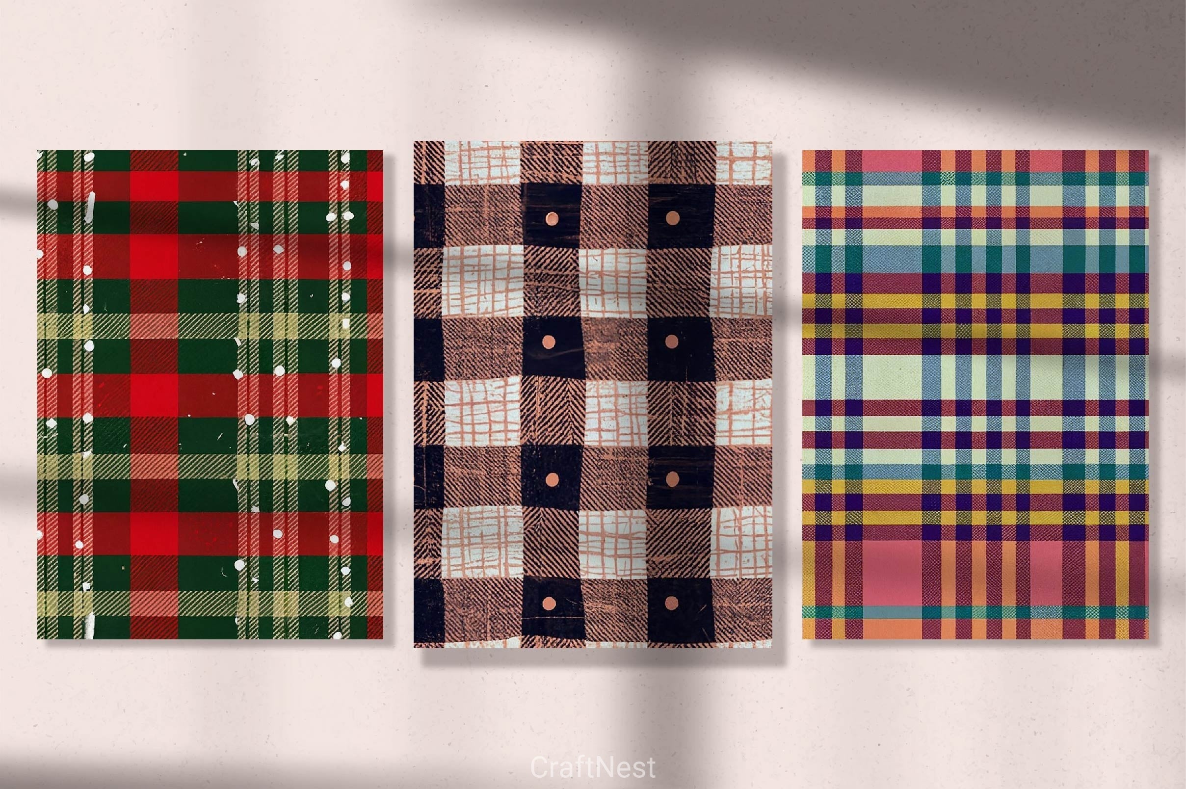 Christmas Plaid Linen Digital Paper