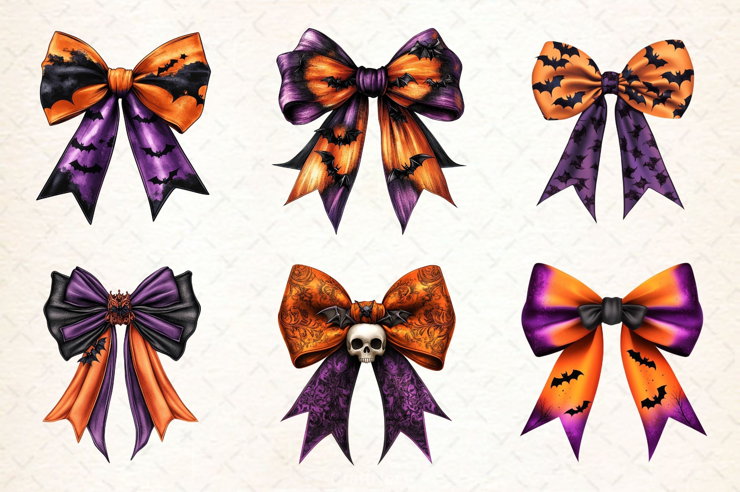 Halloween Bow Copy Clipart Bundle