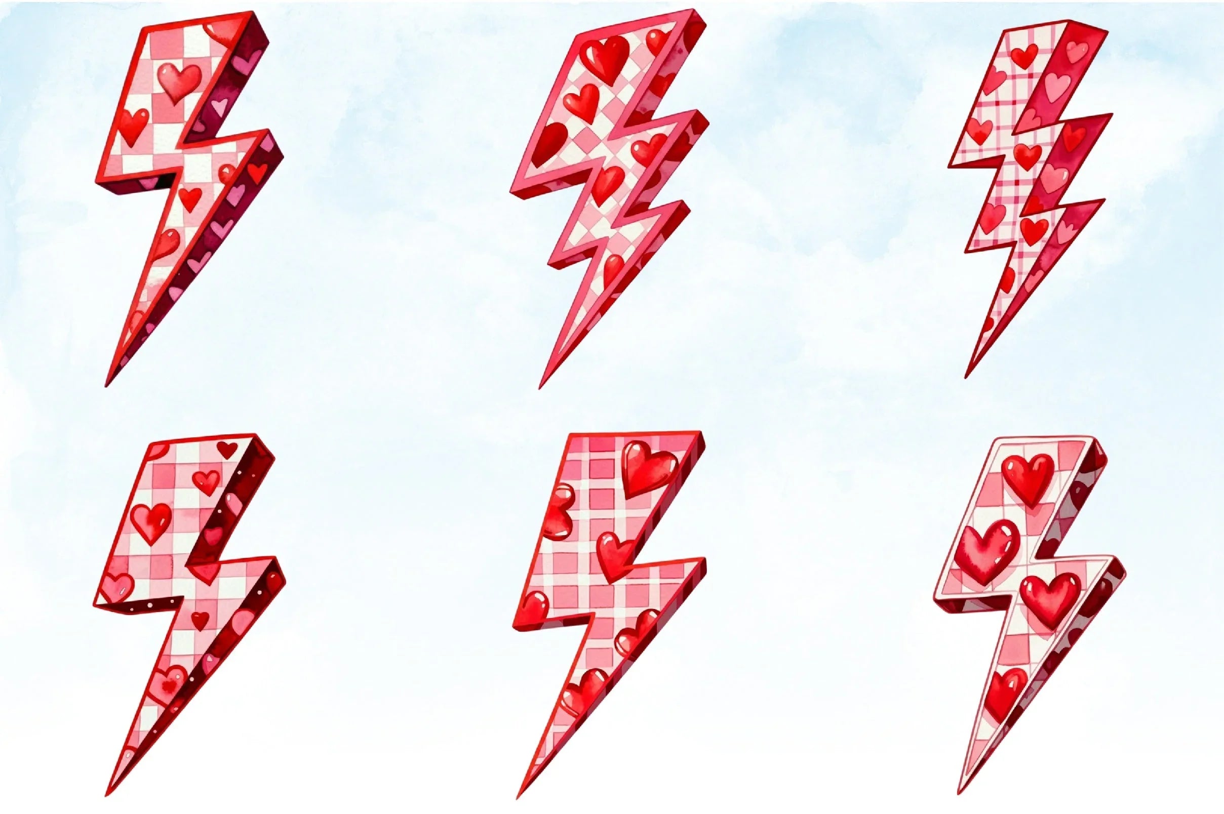 Valentine's Lightning Bolt Clipart Bundle - CraftNest - Digital Crafting and Art