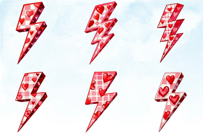 Valentine's Lightning Bolt Clipart Bundle - CraftNest - Digital Crafting and Art