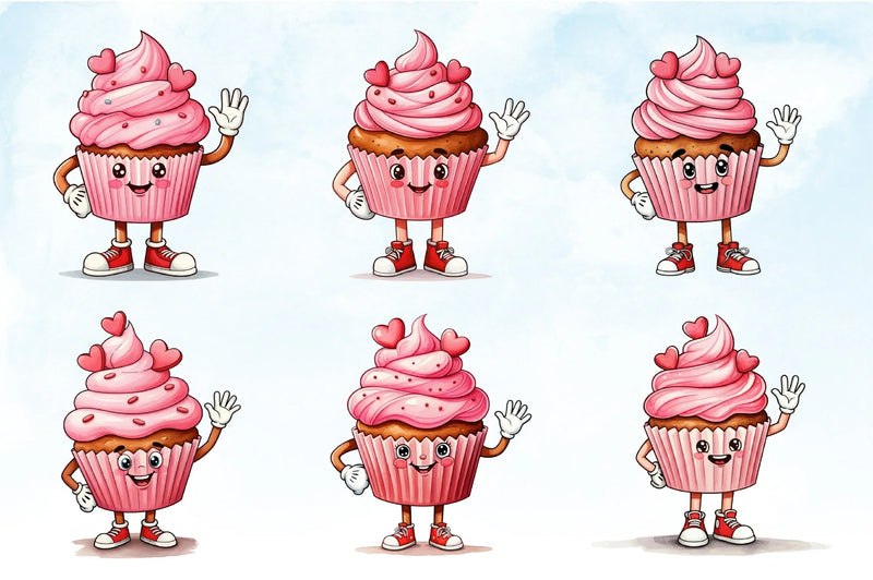 Kawaii Valentine Cupcake Clipart Bundle - CraftNest - Digital Crafting and Art