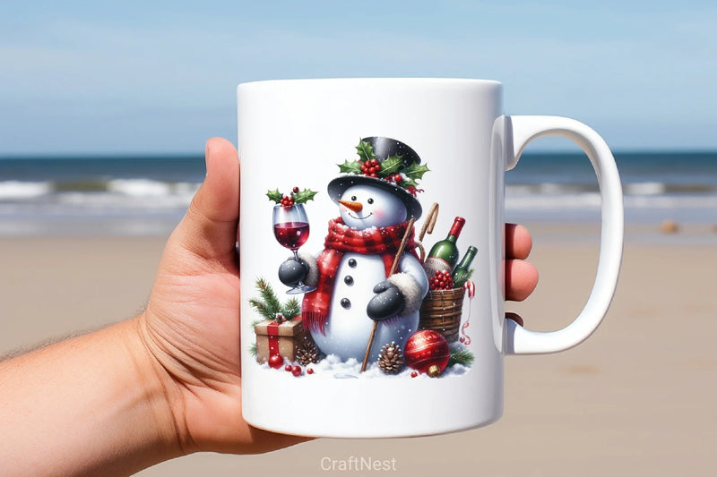 Snowman Christmas Wine Clipart Bundle - CraftNest - Digital Crafting and Art