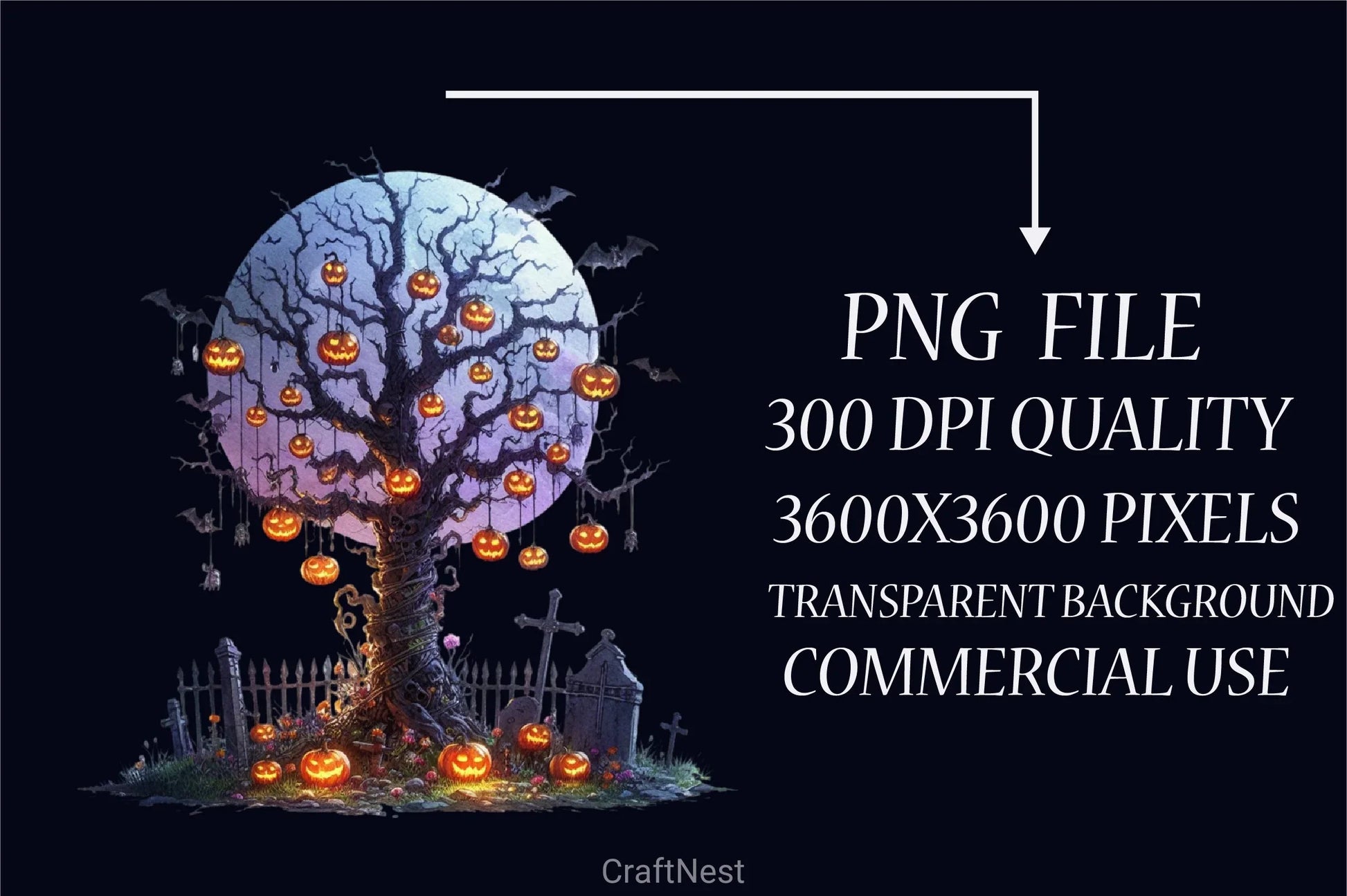 Halloween Tree Clipart Bundle 1 - CraftNest - Digital Crafting and Art