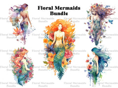 Floral Mermaids Clipart - CraftNest