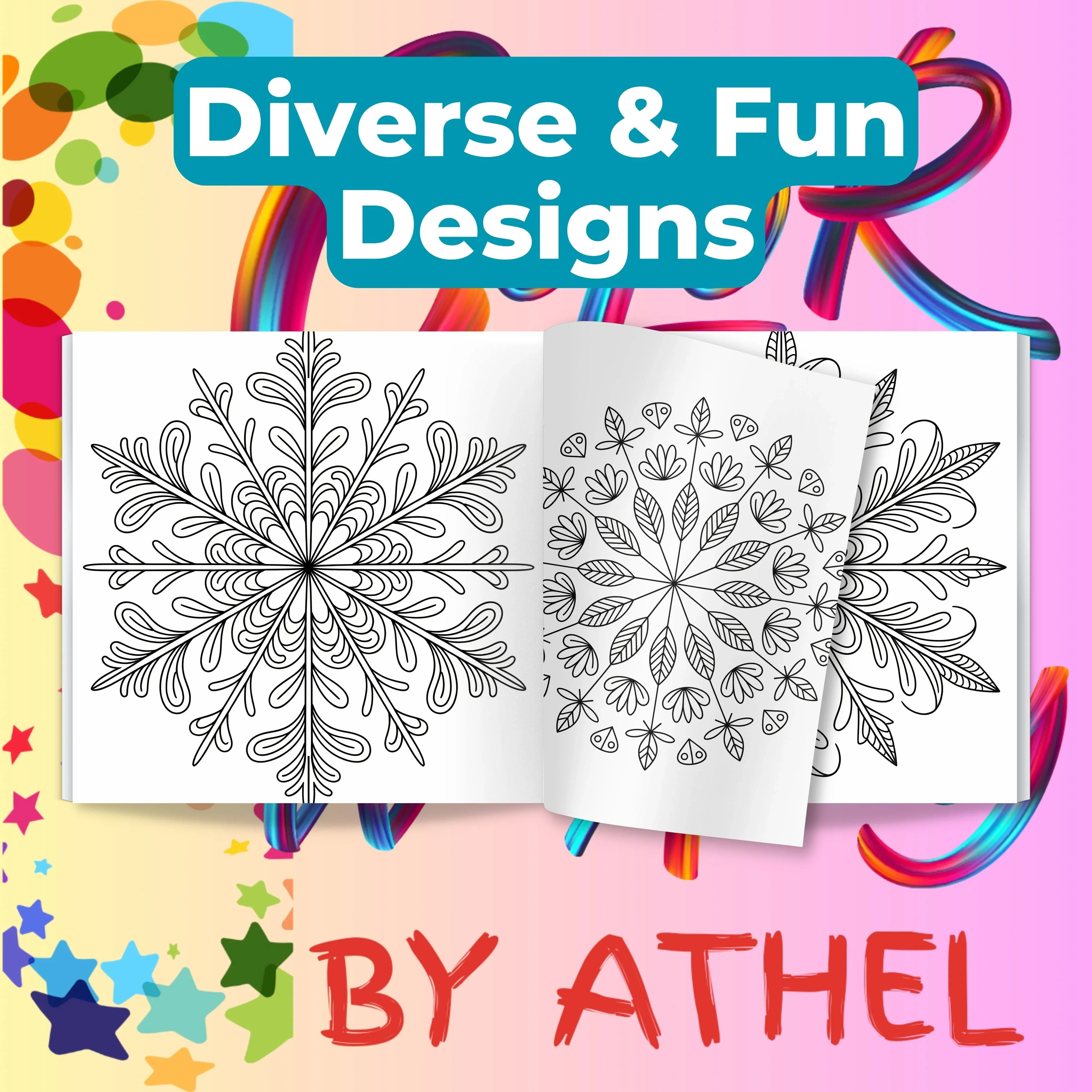 Snowflake Mandala Coloring Book Bundle - CraftNest - Digital Crafting and Art