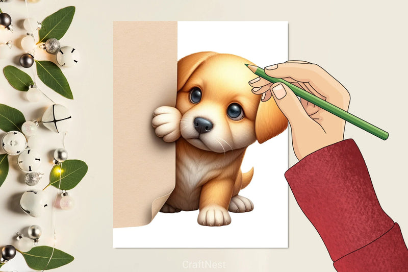 Cute Dog Peeking Clipart Bundle - CraftNest - Digital Crafting and Art