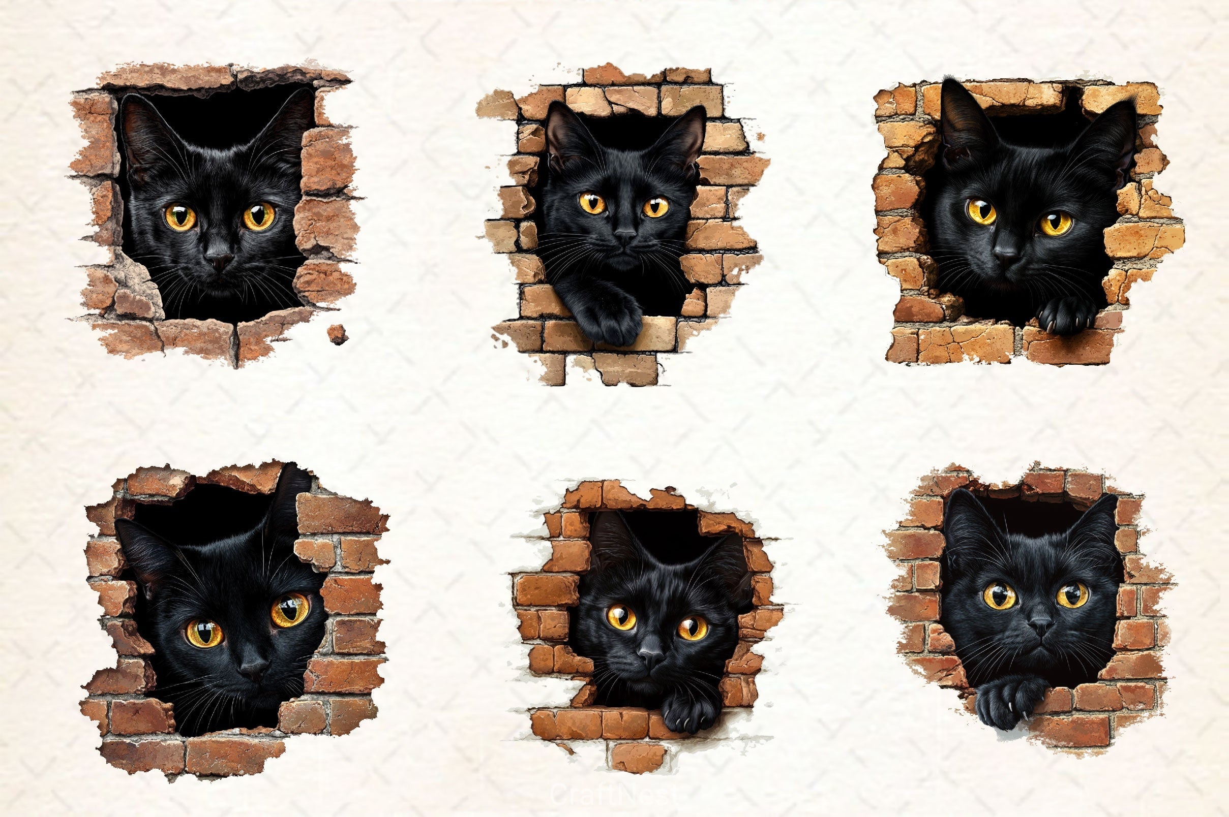 Peeking Black Cat Clipart Bundle 3