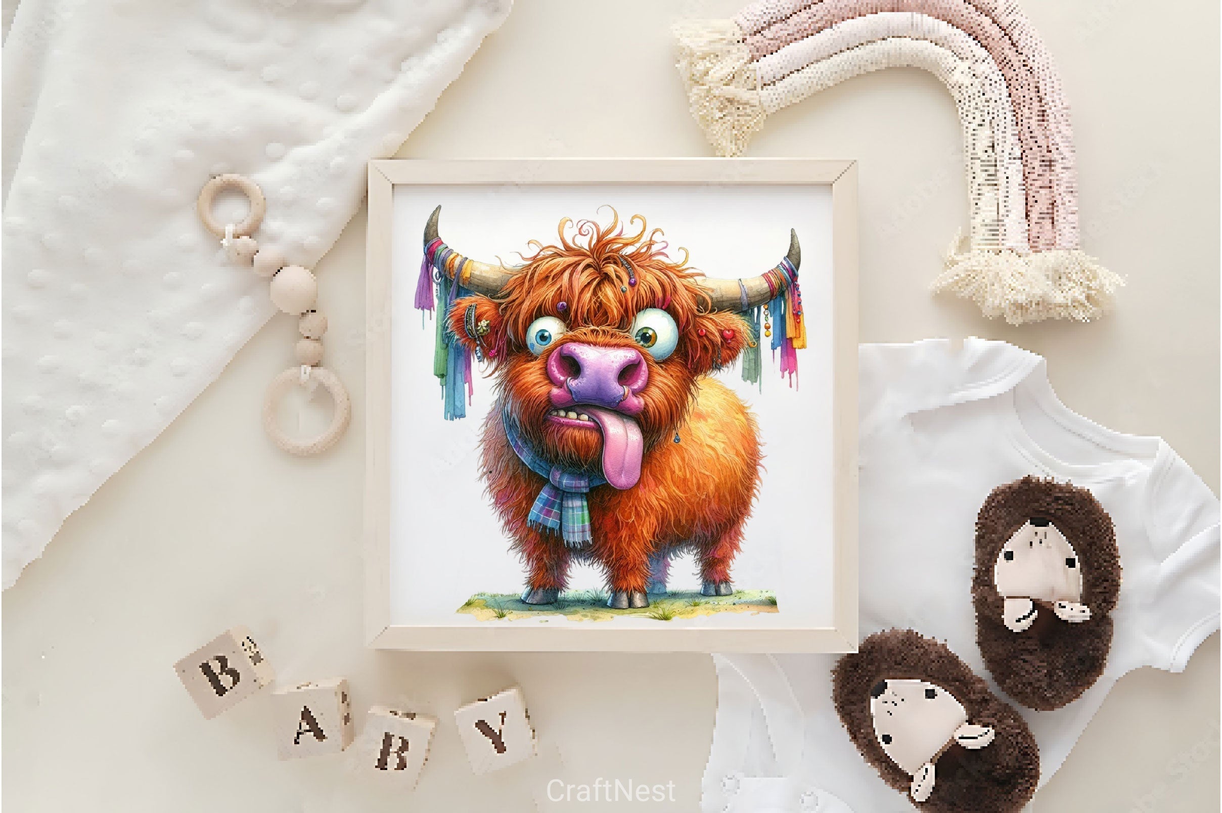 Funny Christmas Highland Cow Clipart Bundle