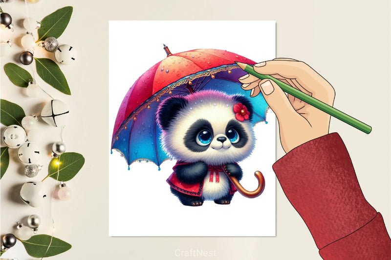 Rainbow Panda Clipart Bundle - CraftNest - Digital Crafting and Art