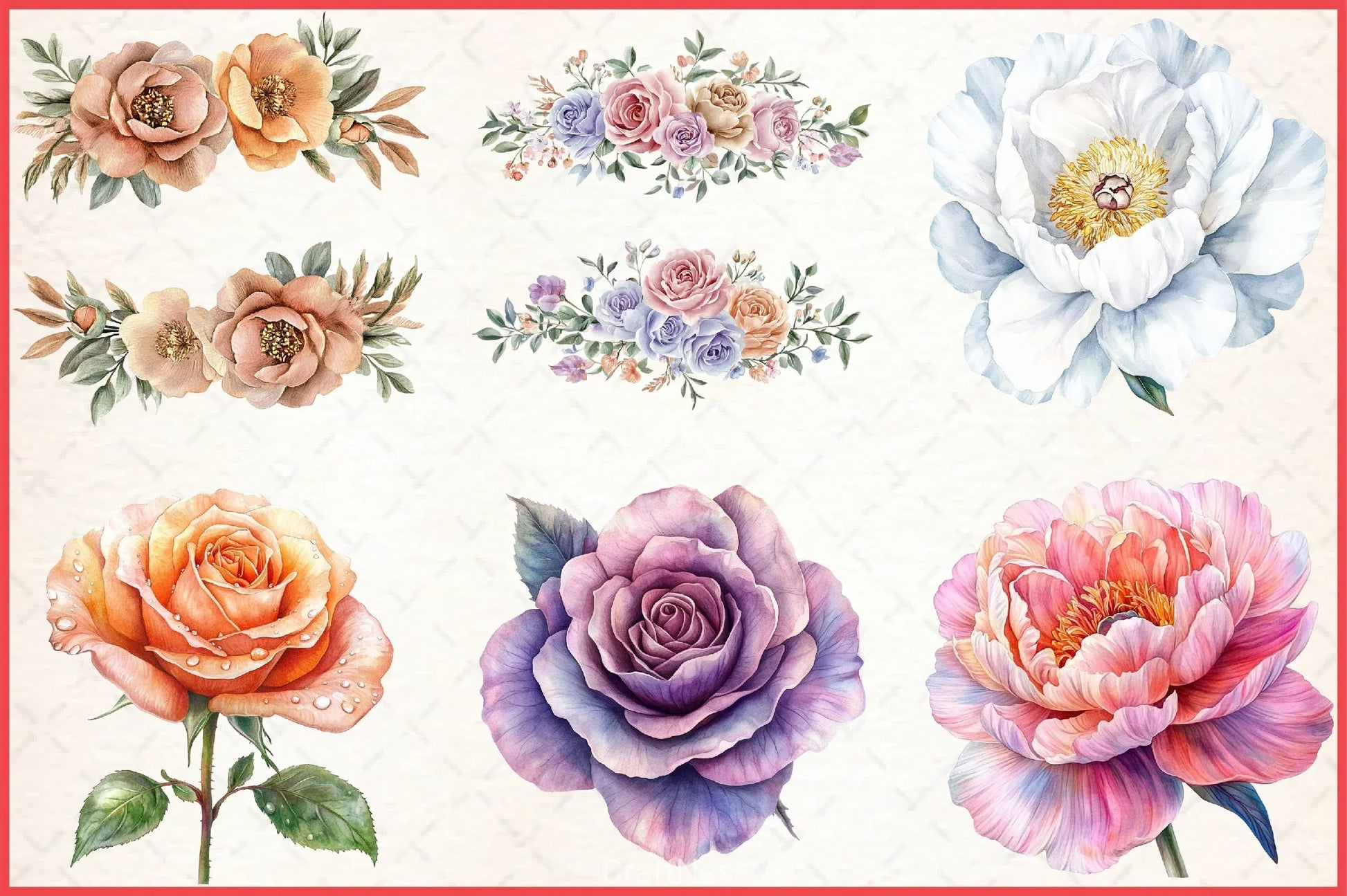 Roses Peonies Clipart Bundle - CraftNest - Digital Crafting and Art